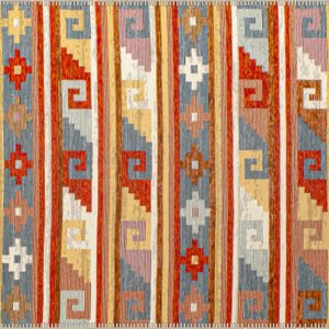 Alfombra Alfombra tipo Kilim, Algodón-polyester, fina, clasica. 301