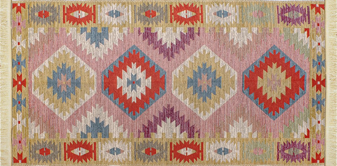 Alfombra Alfombra tipo Kilim, Algodón-polyester, fina, clasica. 304 - Imagen 2