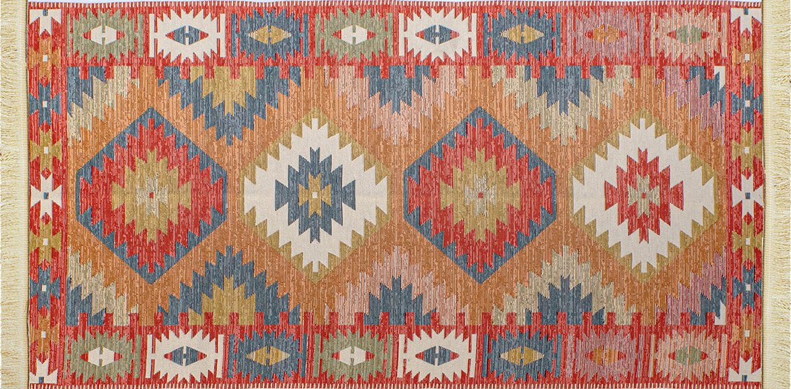 Alfombra Alfombra tipo Kilim, Algodón-polyester, fina, clasica. 304